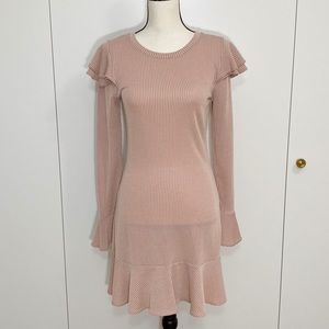 Blu Pepper Mauve Ruffle Sweater Dress